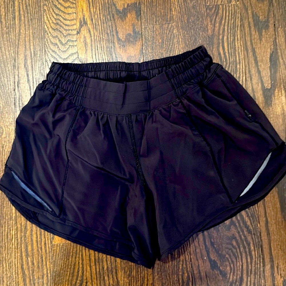Black lululemon shorts 6 tal tracker 4” inseam